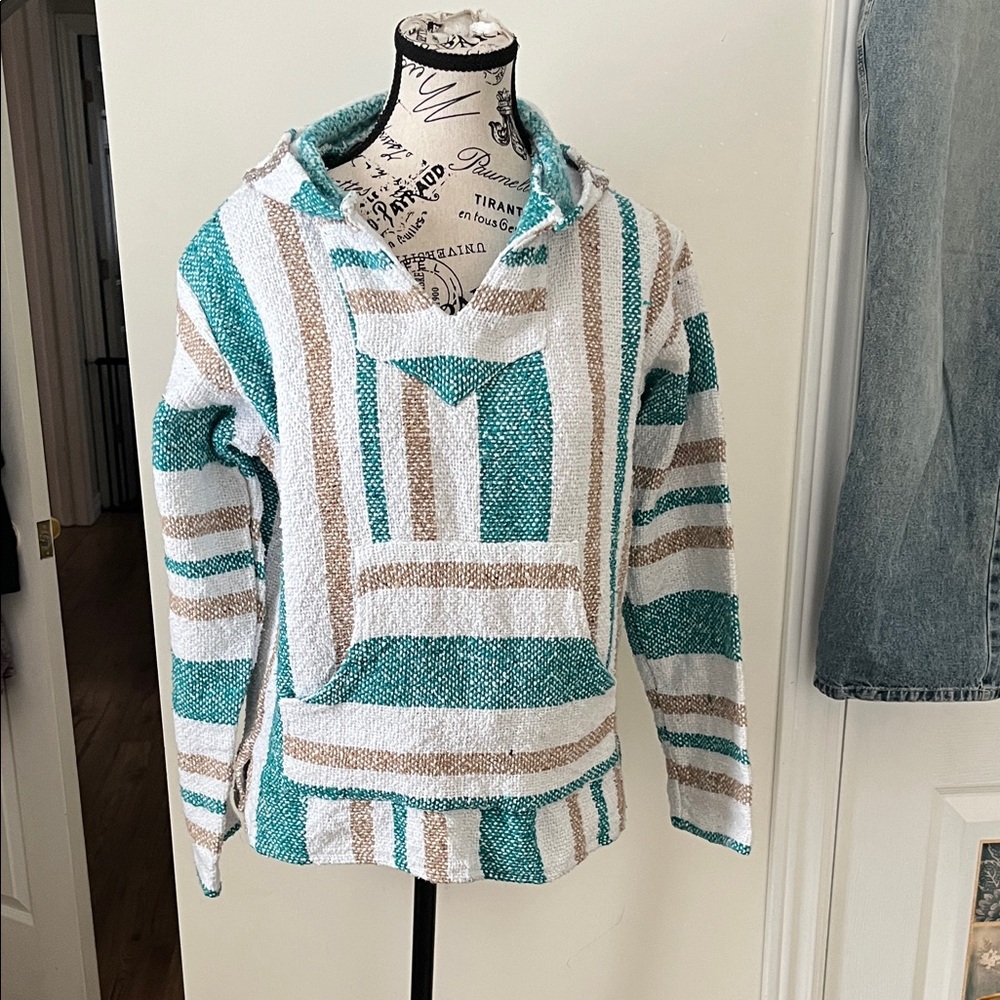 💗Striped Teal and Tan Women's Hoodie